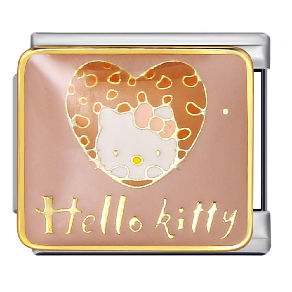 Wholesale of New Square Titanium Steel Bracelet Welding, Gold Plating, Drip Oil Cartoon DIY Italian Module Bracelet From Europe and America Wholesale of New Square Titanium Steel Bracelet Welding, Gold Plating, Drip Oil Cartoon DIY Italian Module Bracelet From Europe and America