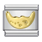 Stainless Steel Italian Module Bracelet with Gold Plated Stamping Pattern, Drip Oil DIY Elastic Personalized Strap Chain Stainless Steel Italian Module Bracelet with Gold Plated Stamping Pattern, Drip Oil DIY Elastic Personalized Strap Chain