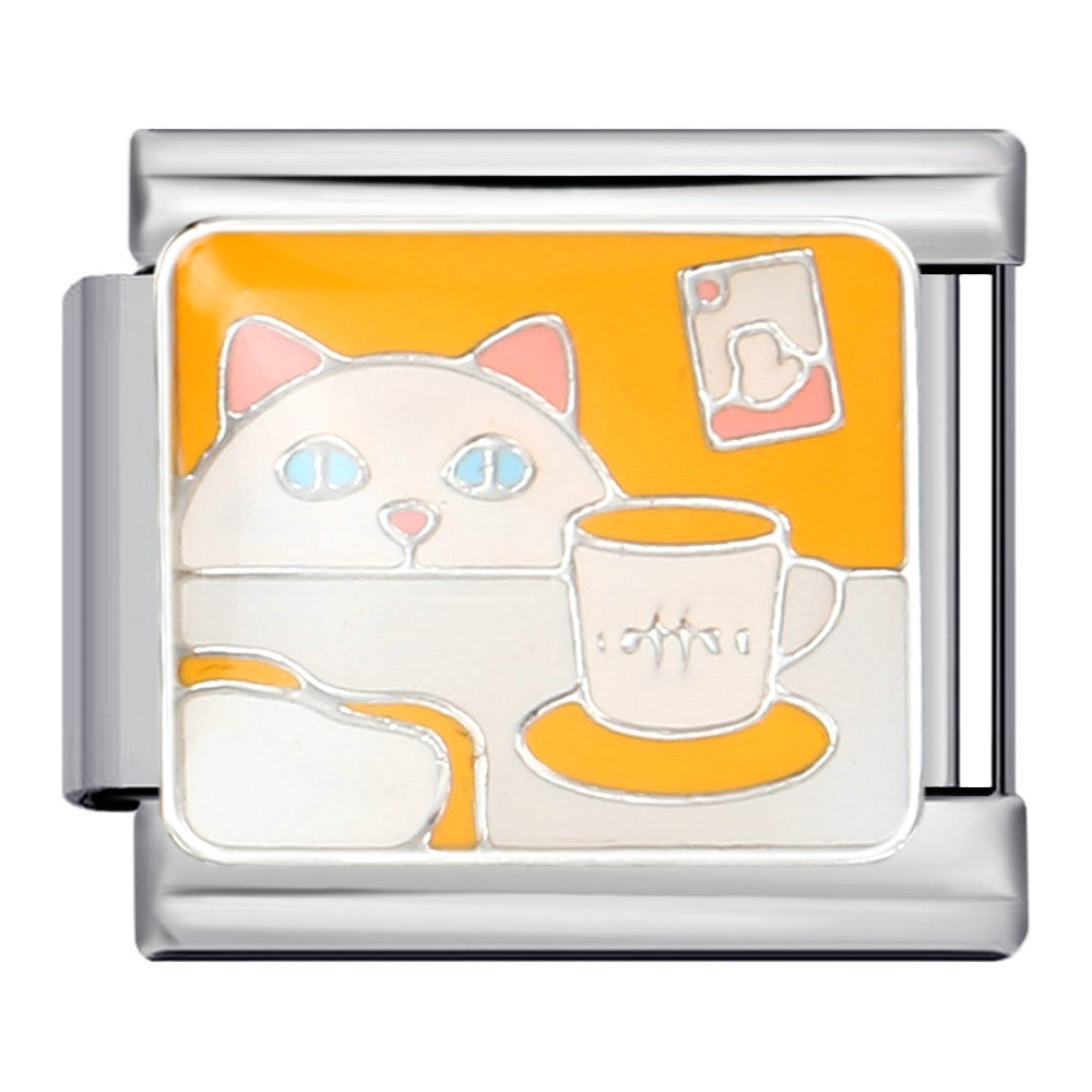 Pet Cat Dog Series Titanium Steel Welding Drip Bracelet Cartoon DIY Italian Module Wholesale Charm Bracelet for Animal Lovers Pet Cat Dog Series Titanium Steel Welding Drip Bracelet Cartoon DIY Italian Module Wholesale Charm Bracelet for Animal Lovers