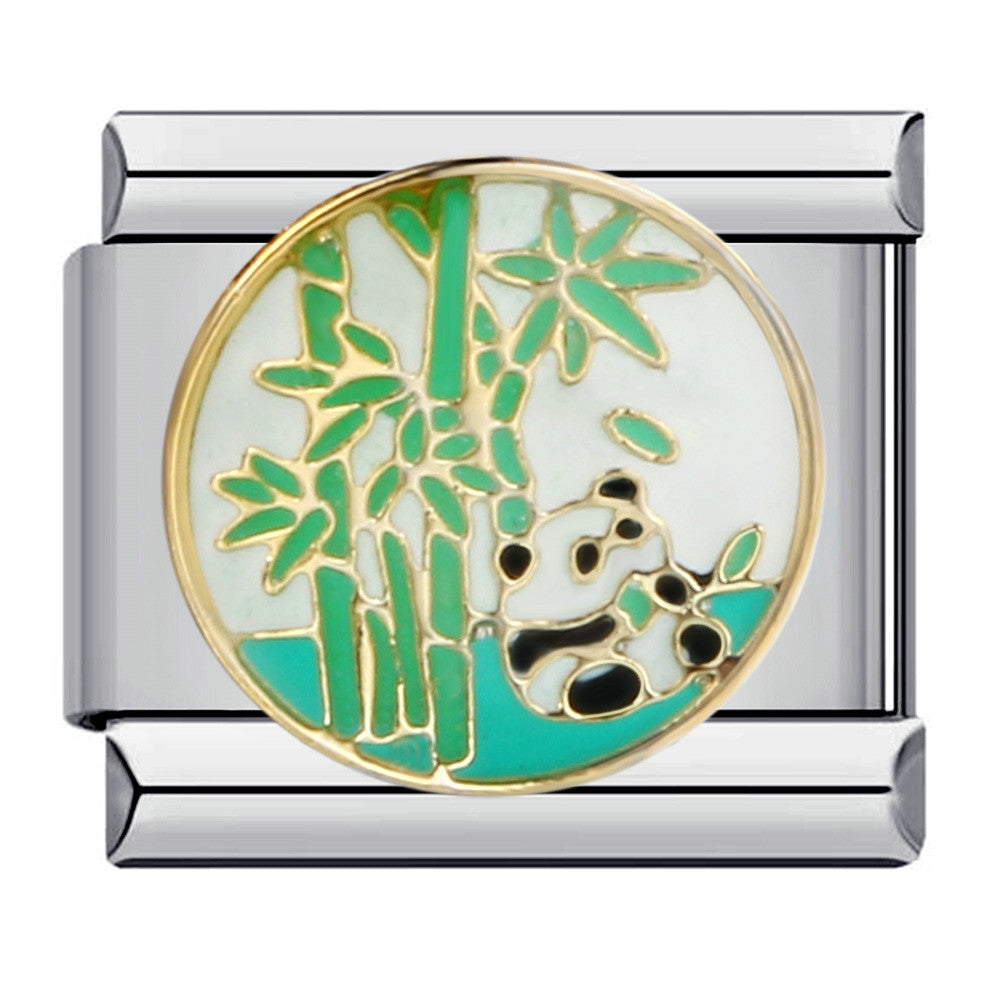 Cute Panda Chinese Style Series Bracelet Stainless Steel Gold Plated Welding DIY Italian Module Bracelet Strap Chain Cute Panda Chinese Style Series Bracelet Stainless Steel Gold Plated Welding DIY Italian Module Bracelet Strap Chain