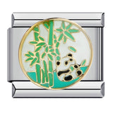 Cute Panda Chinese Style Series Bracelet Stainless Steel Gold Plated Welding DIY Italian Module Bracelet Strap Chain Cute Panda Chinese Style Series Bracelet Stainless Steel Gold Plated Welding DIY Italian Module Bracelet Strap Chain