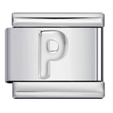 Italian Stainless Steel Silver Raised 26 Letter DIY Module Bracelet with Free Splicing Elastic Watch Strap Italian Stainless Steel Silver Raised 26 Letter DIY Module Bracelet with Free Splicing Elastic Watch Strap