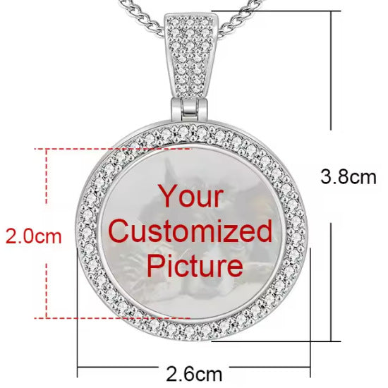 New Micro Inlaid Zircon Heart-shaped Circular Pendant DIY Personalized Picture Photo Making Necklace Birthday Gift New Micro Inlaid Zircon Heart-shaped Circular Pendant DIY Personalized Picture Photo Making Necklace Birthday Gift