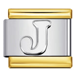 Fashion Gold Cover Silver Concave English Letter Bracelet Titanium Steel Non Dripping Oil DIY Italian Module Bracelet Wholesale Fashion Gold Cover Silver Concave English Letter Bracelet Titanium Steel Non Dripping Oil DIY Italian Module Bracelet Wholesale