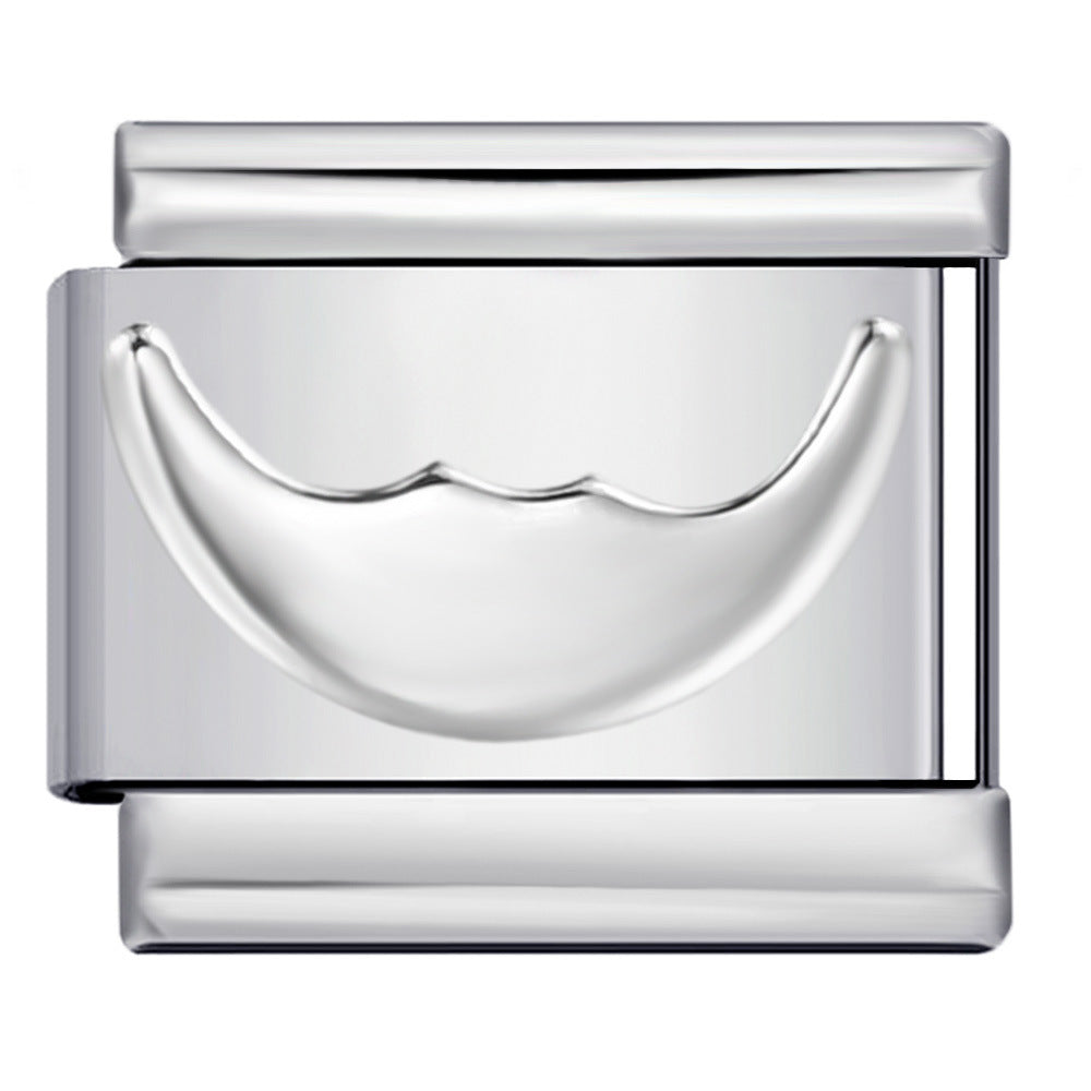 Convex Silver Stamping Pattern Italian Module Bracelet DIY Titanium Steel Bracelet Italian Charms Convex Silver Stamping Pattern Italian Module Bracelet DIY Titanium Steel Bracelet Italian Charms