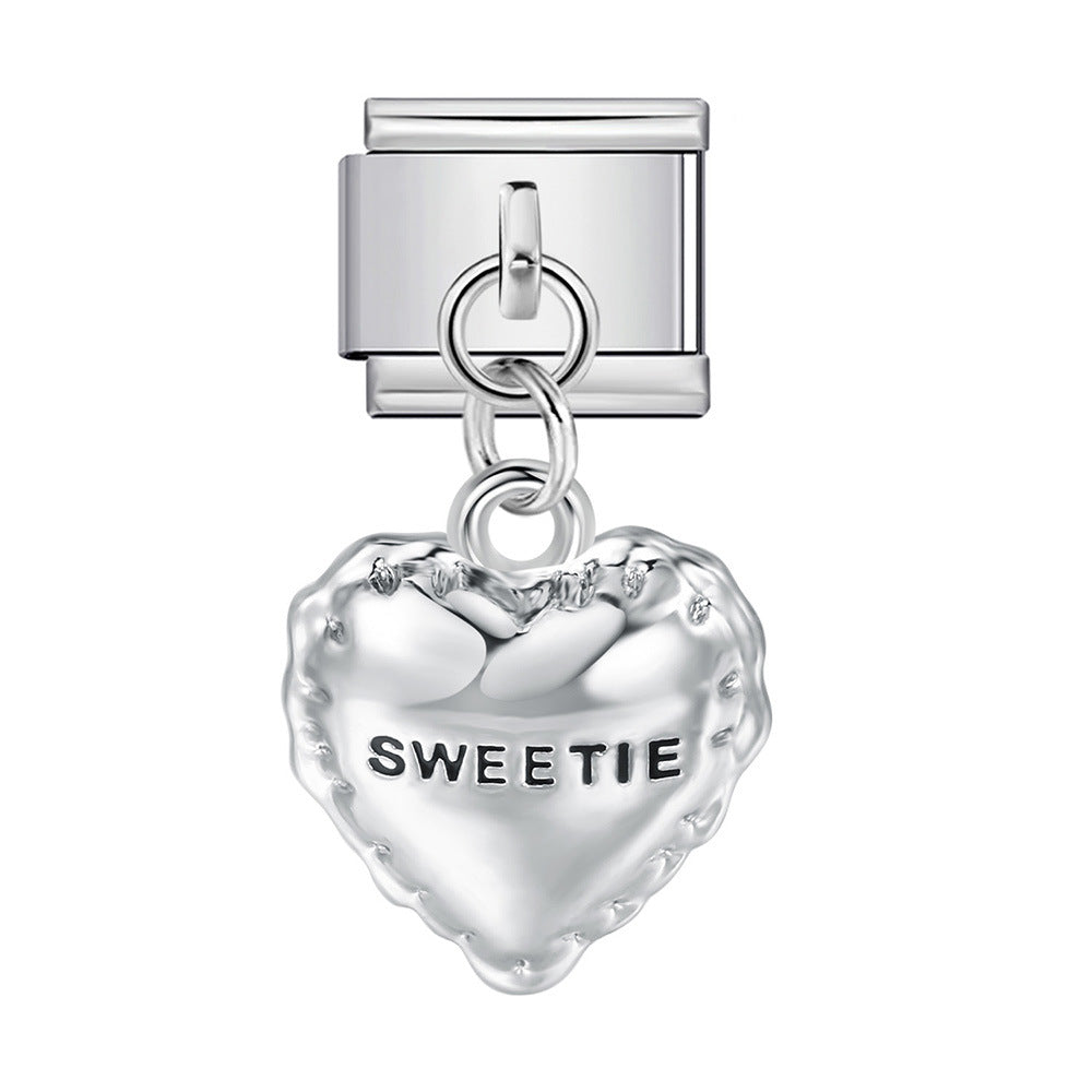 Silver Bottom Cute Pendant Italian Module Bracelet Hook DIY Titanium Steel Micro Inlaid Zircon Elastic Splicing Strap Chain Silver Bottom Cute Pendant Italian Module Bracelet Hook DIY Titanium Steel Micro Inlaid Zircon Elastic Splicing Strap Chain