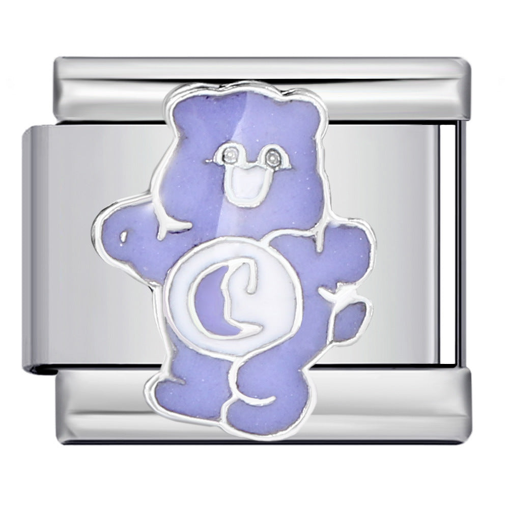 Classic Cute Bear Italian Module Bracelet Stainless Steel Welding Pattern DIY Elastic Splicing Bracelet Classic Cute Bear Italian Module Bracelet Stainless Steel Welding Pattern DIY Elastic Splicing Bracelet