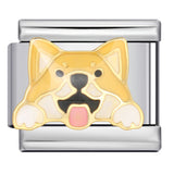 Cute Husky Corgi Shepherd Dog Pet Dog Series Titanium Steel Welded Gold Plated Oil Dripping Italian Module Bracelet Cute Husky Corgi Shepherd Dog Pet Dog Series Titanium Steel Welded Gold Plated Oil Dripping Italian Module Bracelet