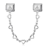 New Stainless Steel Heart-shaped Pendant Italian Module Bracelet with Double Hooks DIY Elastic Splicing Strap Chain New Stainless Steel Heart-shaped Pendant Italian Module Bracelet with Double Hooks DIY Elastic Splicing Strap Chain