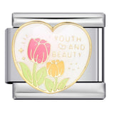 Italian Module Bracelet Flower Series Titanium Steel Drip Oil Welding Pattern DIY Elastic Splicing Fashion Bracelet Italian Module Bracelet Flower Series Titanium Steel Drip Oil Welding Pattern DIY Elastic Splicing Fashion Bracelet