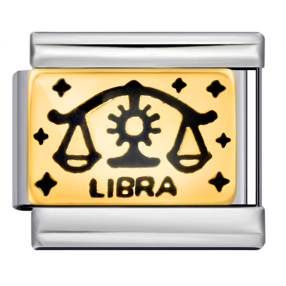 12 Zodiac Sign Italian Modular Bracelet Stainless Steel Gold Plated Enamel DIY Charm Bracelet Jewelry 12 Zodiac Sign Italian Modular Bracelet Stainless Steel Gold Plated Enamel DIY Charm Bracelet Jewelry