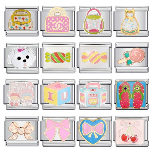 Hot Sale Personalized Titanium Steel Gold-plated Drip Oil Bracelet, DIY Italian Modular Bracelet, Little Girl's Gift.