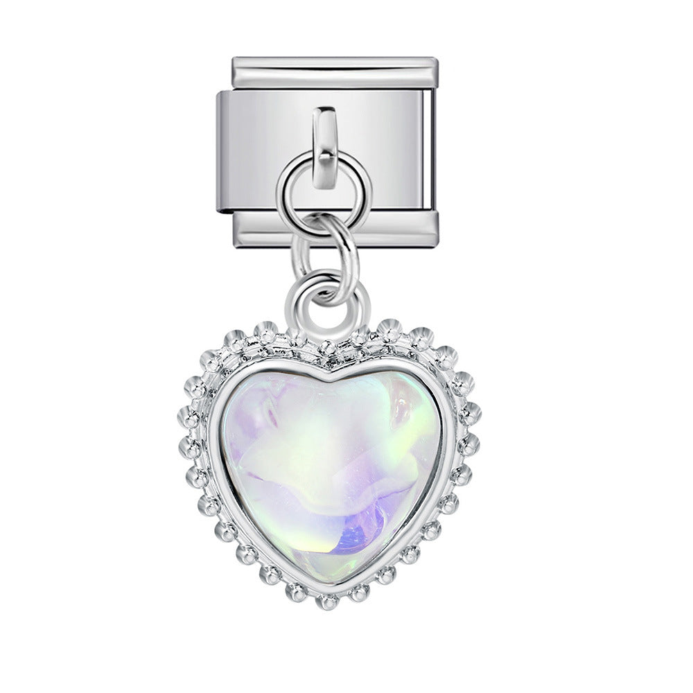 Silver Bottom Cute Pendant Italian Module Bracelet Hook DIY Titanium Steel Micro Inlaid Zircon Elastic Splicing Strap Chain Silver Bottom Cute Pendant Italian Module Bracelet Hook DIY Titanium Steel Micro Inlaid Zircon Elastic Splicing Strap Chain