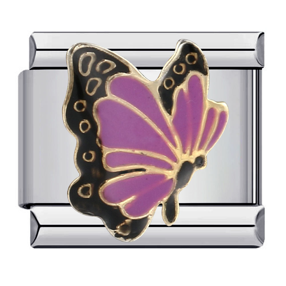 Colorful Butterfly Italian Module Bracelet Titanium Steel Welding Pattern Drip Oil DIY Bracelet Italian Charm Colorful Butterfly Italian Module Bracelet Titanium Steel Welding Pattern Drip Oil DIY Bracelet Italian Charm