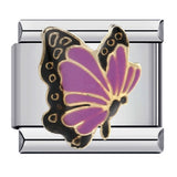 Colorful Butterfly Italian Module Bracelet Titanium Steel Welding Pattern Drip Oil DIY Bracelet Italian Charm Colorful Butterfly Italian Module Bracelet Titanium Steel Welding Pattern Drip Oil DIY Bracelet Italian Charm