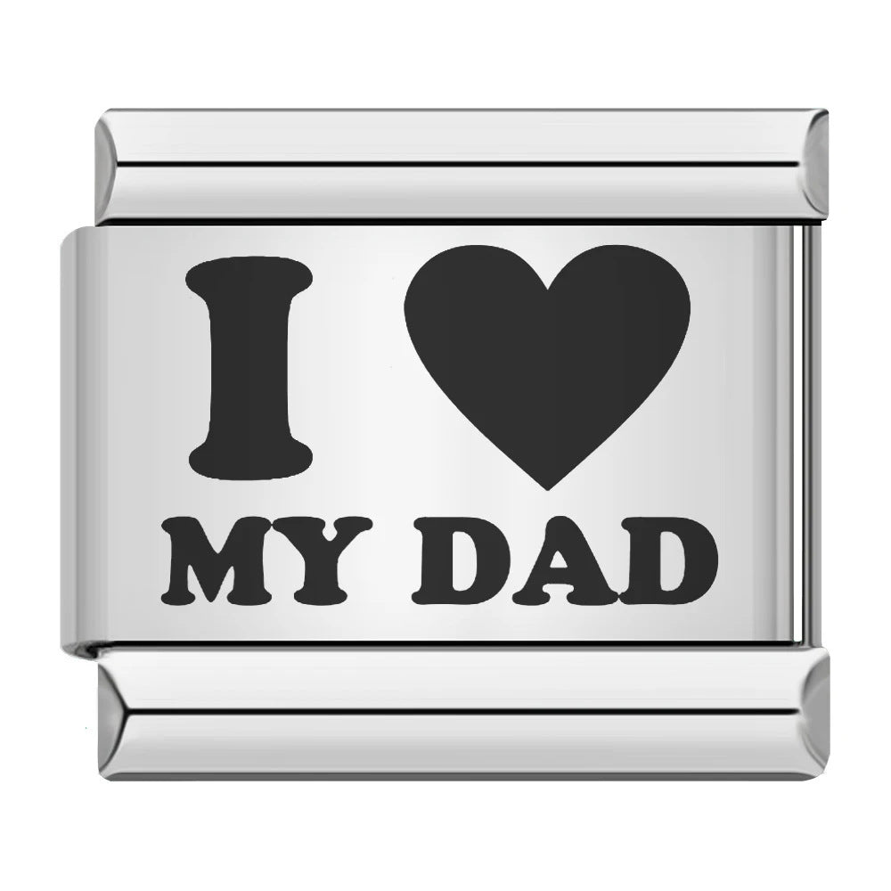 Cross Border Hot Selling Laser Engraving Heart-shaped Series Titanium Steel Handmade DIY Italian Module Bracelet Wholesale Cross Border Hot Selling Laser Engraving Heart-shaped Series Titanium Steel Handmade DIY Italian Module Bracelet Wholesale