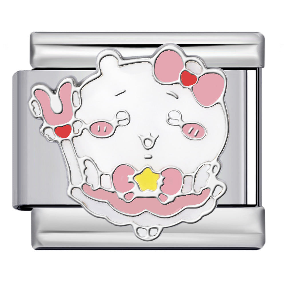 Titanium Steel Welding Drip Oil DIY Italian Module Bracelet Cute Cartoon Pattern Best Friend Girl Birthday Gift Titanium Steel Welding Drip Oil DIY Italian Module Bracelet Cute Cartoon Pattern Best Friend Girl Birthday Gift