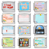 Stainless Steel Welded Gold-Plated Drip Oil DIY Personalized English Elastic Patchwork Bracelet - Italian Module Wholesale Stainless Steel Welded Gold-Plated Drip Oil DIY Personalized English Elastic Patchwork Bracelet - Italian Module Wholesale