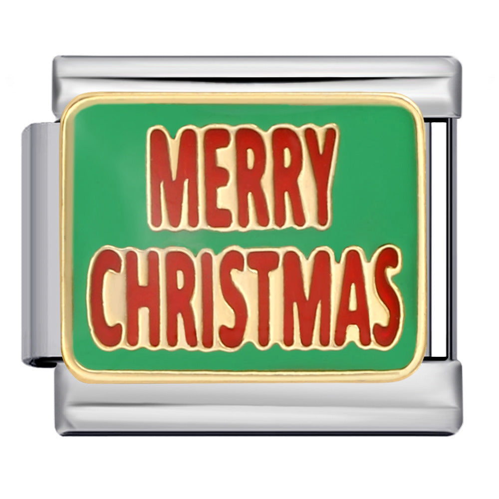 New Christmas Elements Italian Module Bracelet Personalized Welding Drip Oil Titanium Steel Bracelet DIY Strap Chain New Christmas Elements Italian Module Bracelet Personalized Welding Drip Oil Titanium Steel Bracelet DIY Strap Chain