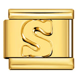 Golden Concave Letter Series Italian Module Bracelet Titanium Steel Stamping DIY Elastic Splicing Bracelet Accessories Golden Concave Letter Series Italian Module Bracelet Titanium Steel Stamping DIY Elastic Splicing Bracelet Accessories