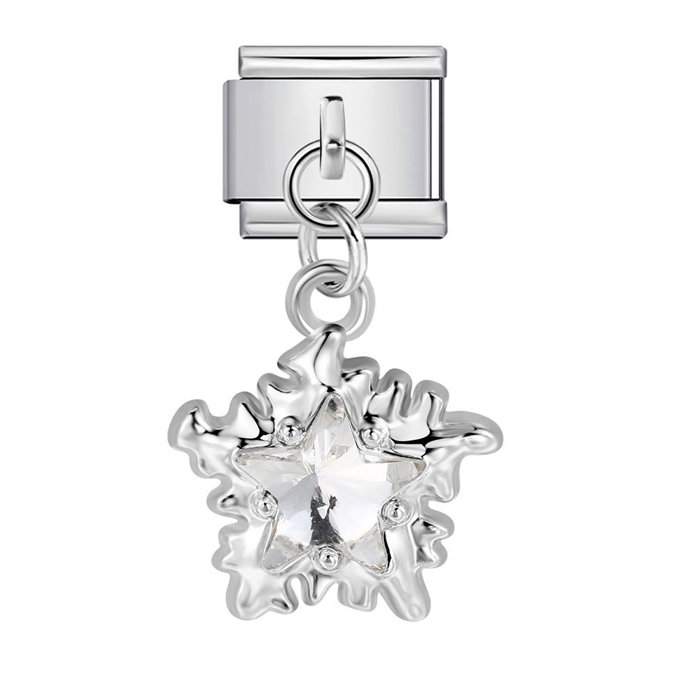 Silver Bottom Cute Pendant Italian Module Bracelet Hook DIY Titanium Steel Micro Inlaid Zircon Elastic Splicing Strap Chain Silver Bottom Cute Pendant Italian Module Bracelet Hook DIY Titanium Steel Micro Inlaid Zircon Elastic Splicing Strap Chain