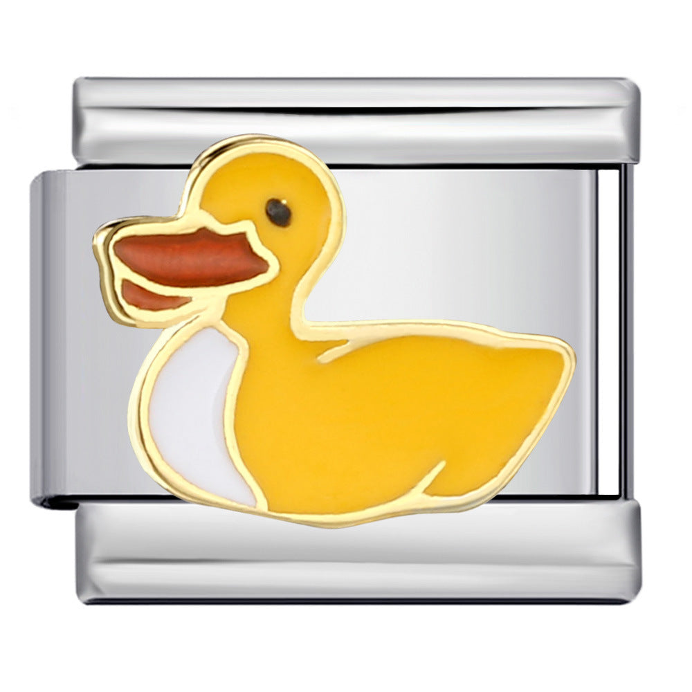 Italian Module Bracelet Stainless Steel Welding Drip Oil Animal Pattern DIY Free Splicing Combination Bracelet Accessories Italian Module Bracelet Stainless Steel Welding Drip Oil Animal Pattern DIY Free Splicing Combination Bracelet Accessories