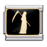 European and American Popular Halloween Module Bracelet with Titanium Steel Welding and Oil Dripping Dark Pattern Italian Modular European and American Popular Halloween Module Bracelet with Titanium Steel Welding and Oil Dripping Dark Pattern Italian Modular