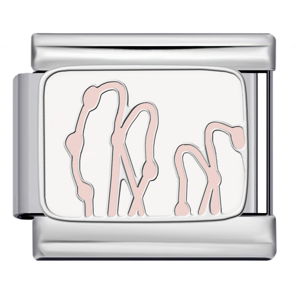 Pink Pattern Italian Module Bracelet Titanium Steel Welding Drip Oil Pattern DIY Bracelet Gift for Girls Pink Pattern Italian Module Bracelet Titanium Steel Welding Drip Oil Pattern DIY Bracelet Gift for Girls