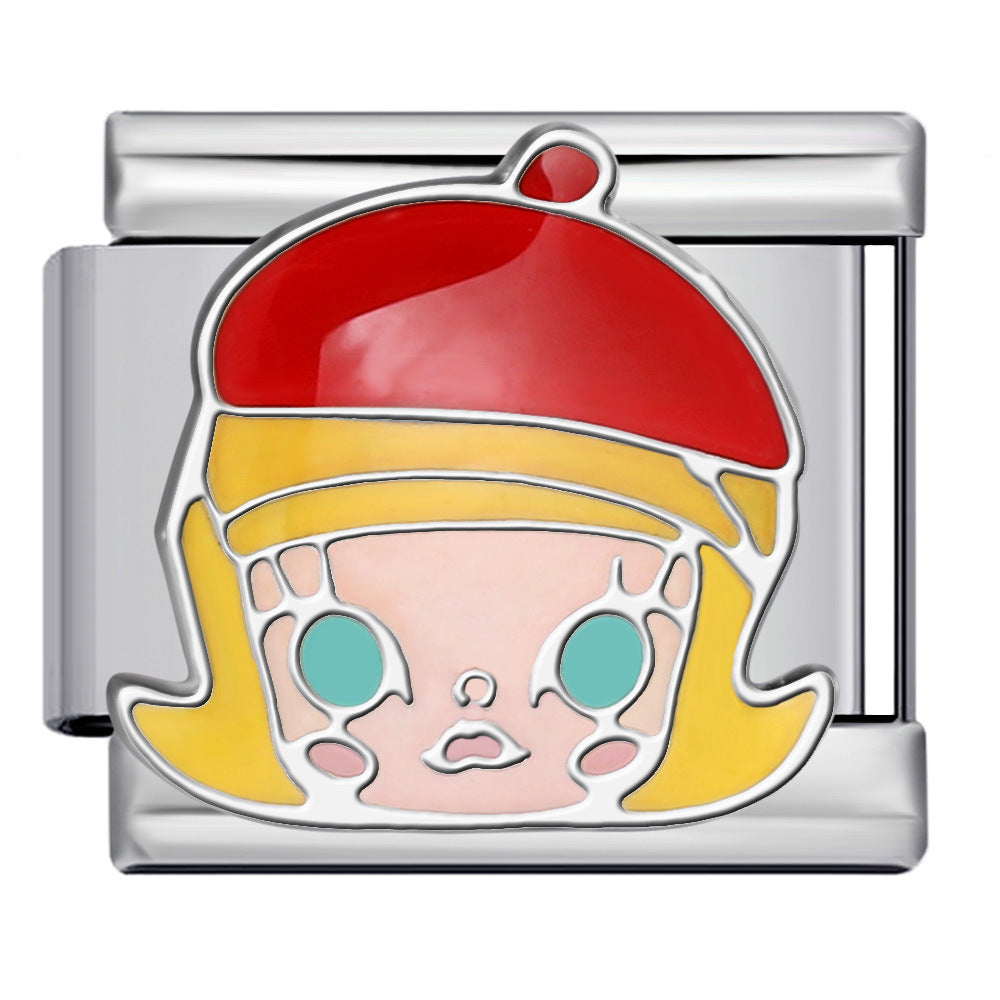 Cartoon Character Italian Module Bracelet Stainless Steel Welding Pattern DIY Elastic Splicing Versatile Bracelet Cartoon Character Italian Module Bracelet Stainless Steel Welding Pattern DIY Elastic Splicing Versatile Bracelet