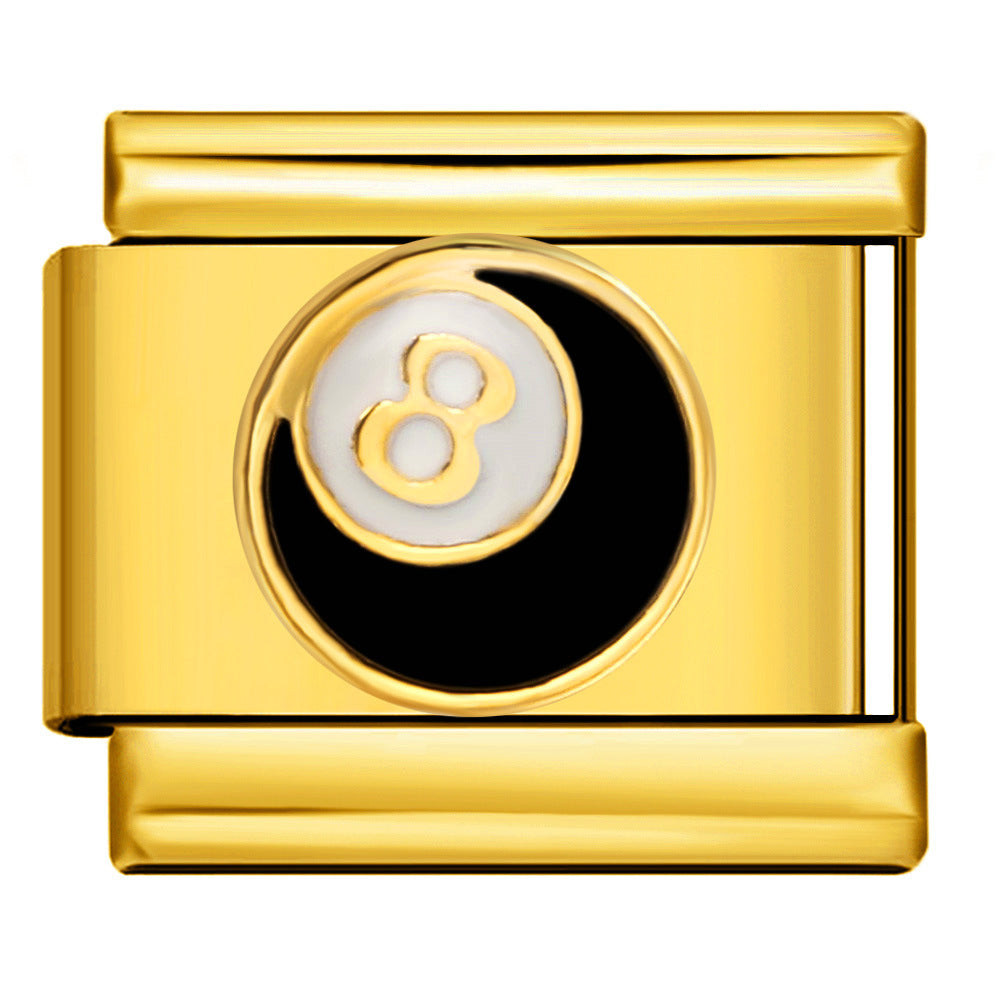 Italian Module Bracelet DIY Titanium Steel All Gold Welding Drip Oil Pattern Elastic Splicing Bracelet Accessory Italian Module Bracelet DIY Titanium Steel All Gold Welding Drip Oil Pattern Elastic Splicing Bracelet Accessory