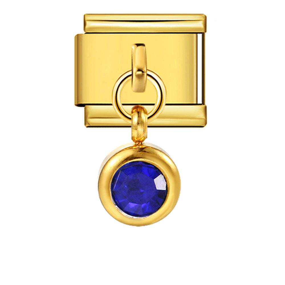 Colorful Birthstone Gold and Silver Base Circular Pendant, Italian Module Bracelet, Titanium Steel Hook, Fashionable and Versatile Bracelet Colorful Birthstone Gold and Silver Base Circular Pendant, Italian Module Bracelet, Titanium Steel Hook, Fashionable and Versatile Bracelet