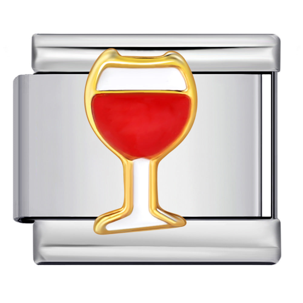 Gourmet Series Italian Module Bracelet Titanium Steel Welding Drip Oil Cartoon Pattern DIY Elastic Splicing Bracelet Gourmet Series Italian Module Bracelet Titanium Steel Welding Drip Oil Cartoon Pattern DIY Elastic Splicing Bracelet