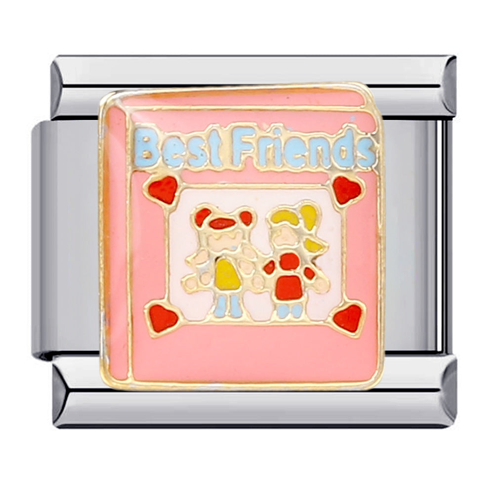 Italian Charm Bracelet Titanium Steel Gold Plated DIY Welded Friendship Series Italian Charm Bracelet Titanium Steel Gold Plated DIY Welded Friendship Series