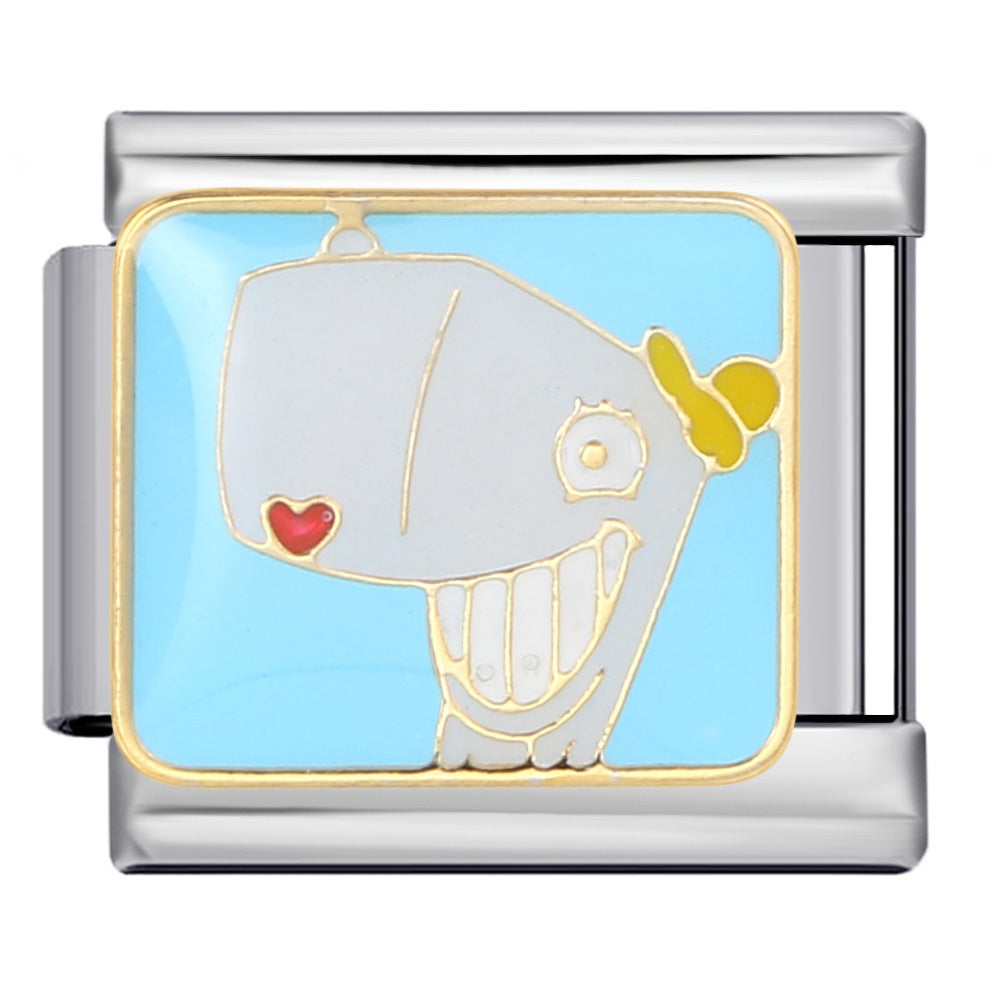 European and American Anime Italian Module Bracelet Stainless Steel Welding Gold Plating Drip Oil Cartoon DIY Elastic Splicing Bracelet European and American Anime Italian Module Bracelet Stainless Steel Welding Gold Plating Drip Oil Cartoon DIY Elastic Splicing Bracelet