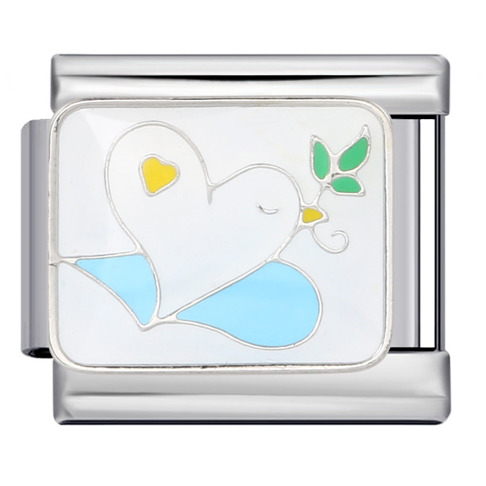 Stainless Steel Welding Drip Oil Animal Pattern DIY Italian Module Bracelet Free Splicing Elastic Accessories Wholesale Stainless Steel Welding Drip Oil Animal Pattern DIY Italian Module Bracelet Free Splicing Elastic Accessories Wholesale