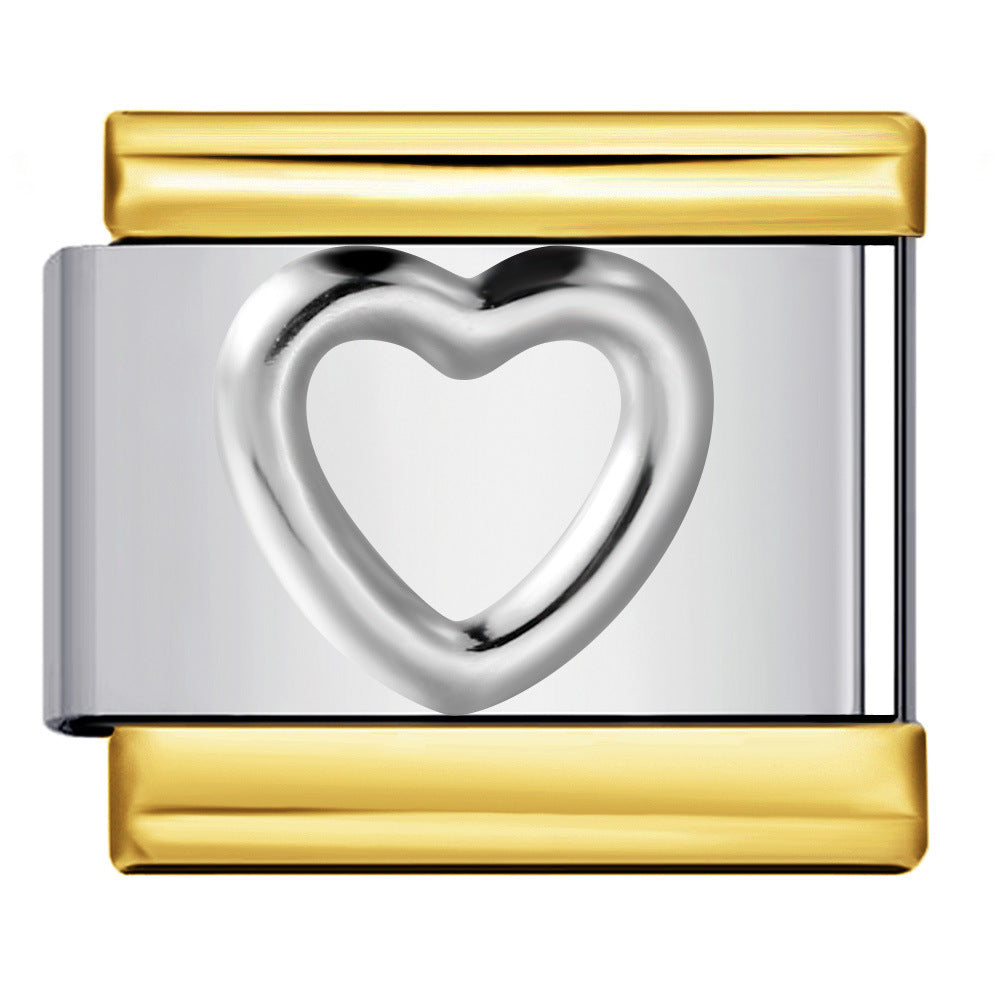 Gold and Silver Stamping Pattern Italian Module Bracelet Titanium Steel Drip Oil DIY Splicing Bracelet Wholesale Gold and Silver Stamping Pattern Italian Module Bracelet Titanium Steel Drip Oil DIY Splicing Bracelet Wholesale