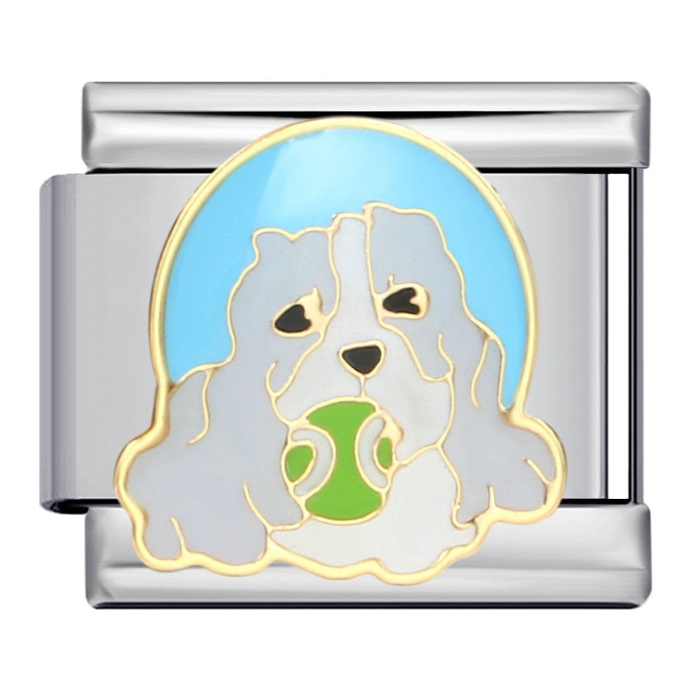 Cute Husky Corgi Shepherd Dog Pet Dog Series Titanium Steel Welded Gold Plated Oil Dripping Italian Module Bracelet Cute Husky Corgi Shepherd Dog Pet Dog Series Titanium Steel Welded Gold Plated Oil Dripping Italian Module Bracelet