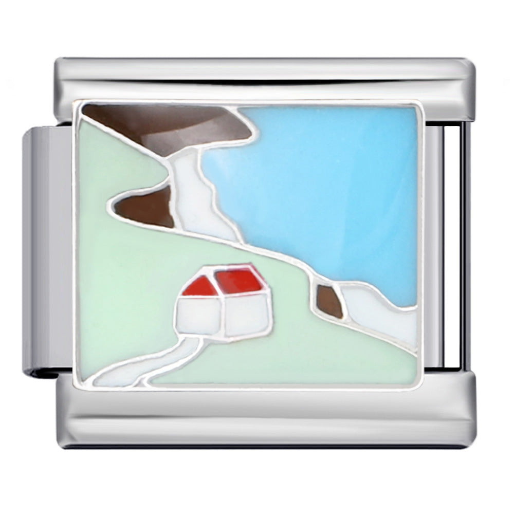 Blue Ocean Element Italian Module Bracelet - Stainless Steel Welded Pattern DIY Stretchable Fashion Bracelet Blue Ocean Element Italian Module Bracelet - Stainless Steel Welded Pattern DIY Stretchable Fashion Bracelet