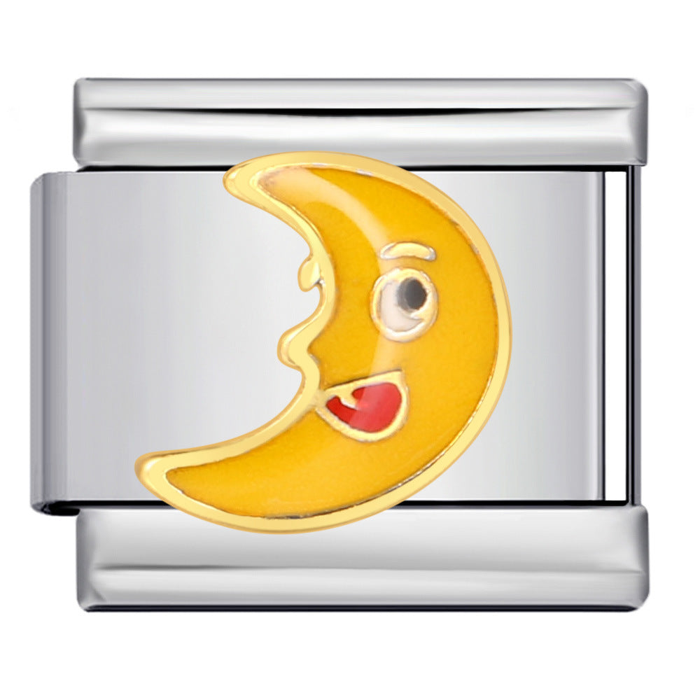 Titanium Steel Gold-plated Drip Welding Pattern DIY Italian Module Bracelet Italian Charm Bracele Titanium Steel Gold-plated Drip Welding Pattern DIY Italian Module Bracelet Italian Charm Bracele