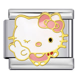 Cute Cartoon Cat Titanium Steel Welded Drip Bracelet DIY Italian Modular Charm Friendship Gift for Besties Cute Cartoon Cat Titanium Steel Welded Drip Bracelet DIY Italian Modular Charm Friendship Gift for Besties