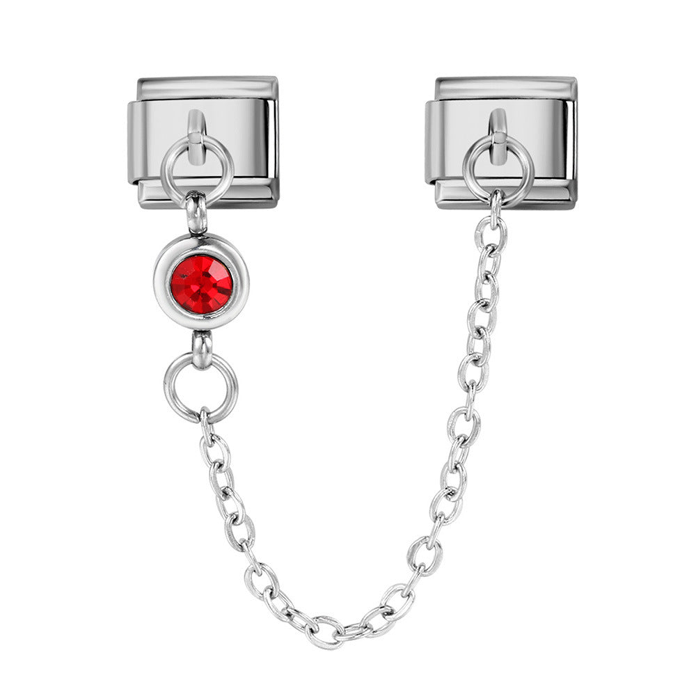 Double Hooked 12 Birthday Stone Italian Module Bracelet Creative DIY Elastic Splicing Titanium Steel Strap Chain Double Hooked 12 Birthday Stone Italian Module Bracelet Creative DIY Elastic Splicing Titanium Steel Strap Chain