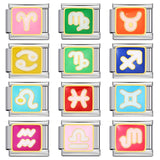 Simplified 12 Constellation Italian Module Bracelet Titanium Steel Gold Plated Welding Drip Oil DIY Elastic Splicing Bracelet Simplified 12 Constellation Italian Module Bracelet Titanium Steel Gold Plated Welding Drip Oil DIY Elastic Splicing Bracelet