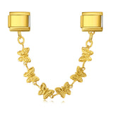 New Gold and Silver Bottom Double Hanging Pendant Italian Module Bracelet Stainless Steel Hook DIY Elastic Strap Chain New Gold and Silver Bottom Double Hanging Pendant Italian Module Bracelet Stainless Steel Hook DIY Elastic Strap Chain