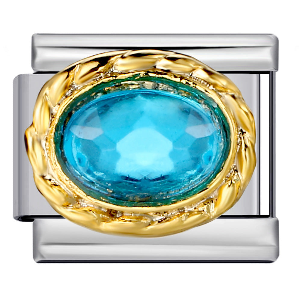 Inlaid New Titanium Steel Welding Oil Drop DIY Italian Module Bracelet Italian Charm Bracelet Inlaid New Titanium Steel Welding Oil Drop DIY Italian Module Bracelet Italian Charm Bracelet