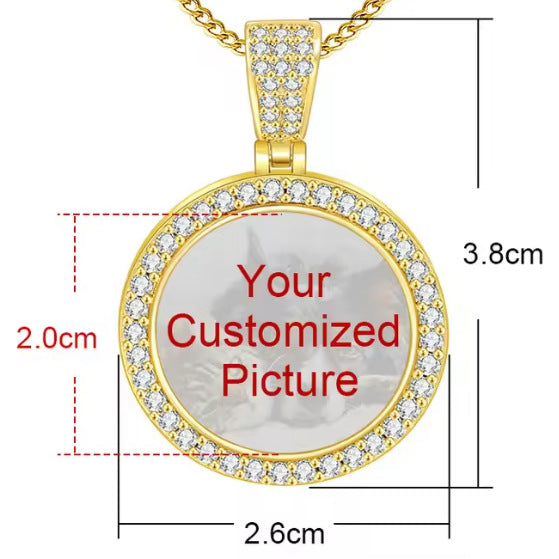 New Micro Inlaid Zircon Heart-shaped Circular Pendant DIY Personalized Picture Photo Making Necklace Birthday Gift New Micro Inlaid Zircon Heart-shaped Circular Pendant DIY Personalized Picture Photo Making Necklace Birthday Gift