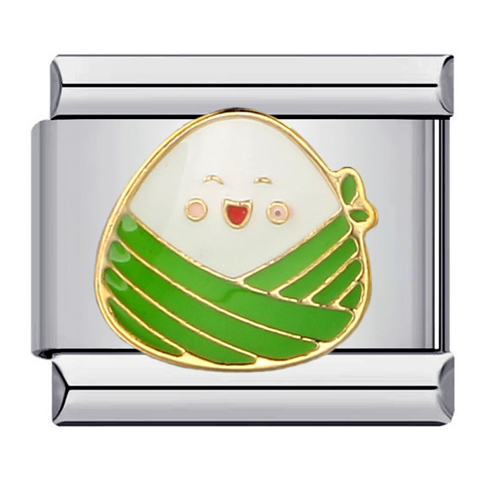 Green Titanium Steel Welded Gold-plated Drip Oil Bracelet Cartoon DIY Italian Module Bracelet Accessories Wholesale Green Titanium Steel Welded Gold-plated Drip Oil Bracelet Cartoon DIY Italian Module Bracelet Accessories Wholesale