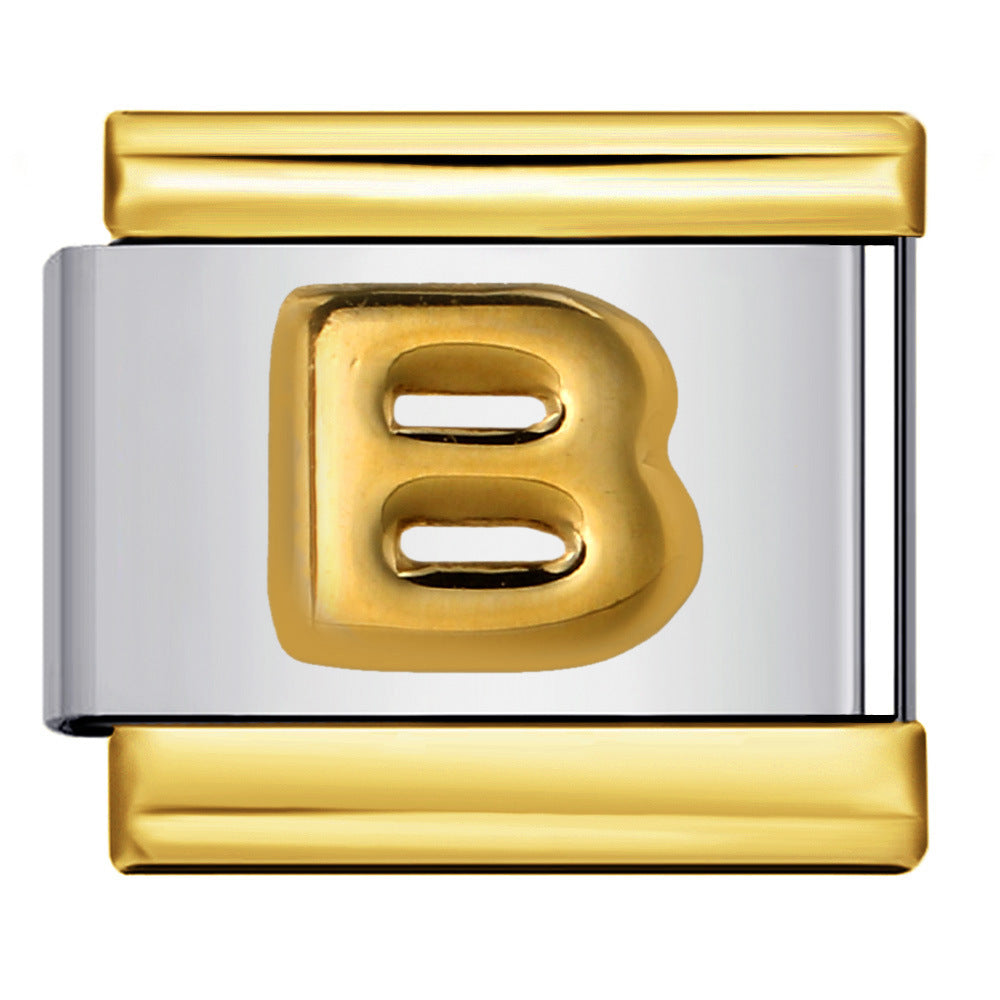 Gold Package Silver Convex Letter Italian Module Bracelet Stainless Steel DIY Elastic Splicing Strap Chain Wholesale Gold Package Silver Convex Letter Italian Module Bracelet Stainless Steel DIY Elastic Splicing Strap Chain Wholesale