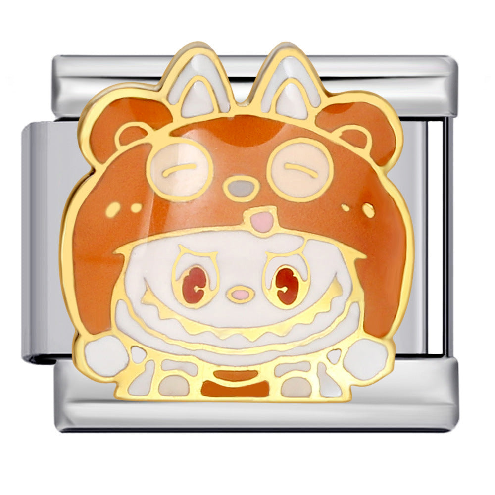 Cartoon Character Italian Module Bracelet Stainless Steel Welding Pattern DIY Elastic Splicing Versatile Bracelet Cartoon Character Italian Module Bracelet Stainless Steel Welding Pattern DIY Elastic Splicing Versatile Bracelet