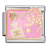 Romantic Pink Italian Modular Bracelet Titanium Steel Welding DIY Charm Bracelet Fairy Gift for Girls Romantic Pink Italian Modular Bracelet Titanium Steel Welding DIY Charm Bracelet Fairy Gift for Girls