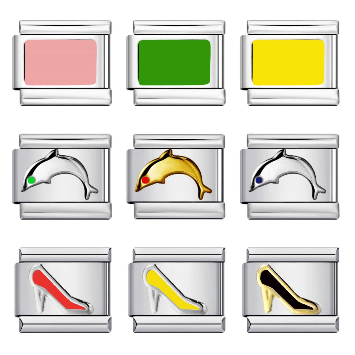 Color Stamping Series DIY Italian Module Bracelet Titanium Steel Gold Plated Drip Oil Elastic Splicing Bracelet Accessories Color Stamping Series DIY Italian Module Bracelet Titanium Steel Gold Plated Drip Oil Elastic Splicing Bracelet Accessories